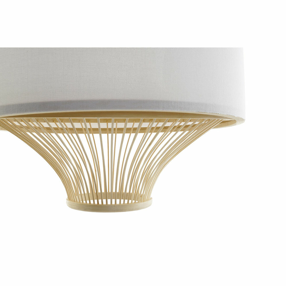 Taklampa DKD Home Decor Vit Polyester Bambu (40 x 40 x 52 cm)